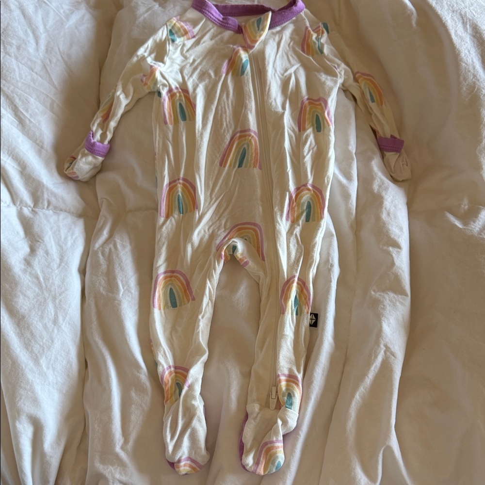 Kyte Baby zipper footie pajamas- purple rainbow